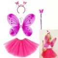  Fuşya Kelebek Kostümü - Fuşya Kelebek Kostüm Aksesuar Seti 4 Parça