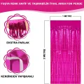 BUĞZ Fuşya Renk Ekstra Metalize Parlak Saçaklı Arka Fon Perde İthal A Kalite 1x2 Metre