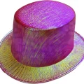 BUĞZ Fuşya Renk Işıltılı Hologram Kumaş Kaplama Fötr Silindir Şapka Yetişkin Boy