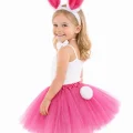 BUĞZ Fuşya Tavşan Kostüm Seti Kız Çocuk – Tütü Etek, Taç, Papyon, Ponpon