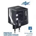 BUĞZ Gan+ Pd 40w Hızlı Şarj Adaptörü Çoklu Çıkış Usb-c Lightning Kablolu Hızlı Şarj Cihazı Ev Ofis Uyumlu Siyah