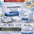 BUĞZ Gaz Kompres 7,5x7,5 cm 4 Katlı Steril 200 Adet Tel Tel Spanç Pansuman Bezi (2KUTU)