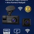BUĞZ Gece Görüşlü 1080p Araç İçi Kamera 3 Kamera Seti LCD Ekranlı G Sensörlü Geniş Açılı
