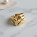 BUĞZ Geometrik Origami Tasarımlı Ayarlanabilir Gold Renk Yüzük