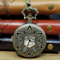 BUĞZ Geometrik Oymalı Tasarım - Köstekli Zincirli Cep Saati - Vintage Bronz