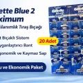 BUĞZ Gillette Blue 2 Maximum Tek Kullanımlık Tıraş Bıçağı 20 Adet Ekonomik Paket