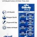 BUĞZ Gillette Blue 2 Maximum Tıraş Bıçağı 10 Adet Çift Bıçaklı Kullan At Erkek Tıraş Jileti