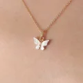 BUĞZ Gold Beyaz Renk Kelebek Figür Kadın Kolye - Lisinya