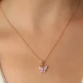 BUĞZ Gold Lila Renk Kelebek Figür Kadın Kolye
