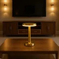 BUĞZ Gold Mantar Masa Lambası 3 Renk Modlu Kablosuz Şarjlı Dekoratif Metal LED Abajur
