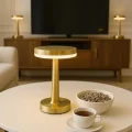 BUĞZ Gold Mantar Masa Lambası 3 Renk Modlu Kablosuz Şarjlı Dekoratif Metal LED Abajur