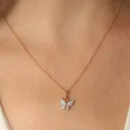 BUĞZ Gold Mavi Renk Kelebek Figür Kadın Kolye