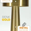 BUĞZ Gold Metal Dokunmatik Şarjlı Masa Lambası 3 Işık Parlaklık Ayarlı Gece Abajuru LED