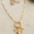 BUĞZ Gold Renk Ataç Zincir Yonca Model Kadın Kolye