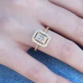 BUĞZ Gold Renk Baget Zirkon Taşlı Kadın Yüzük