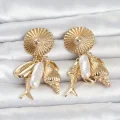 BUĞZ Gold Renk Deniz Temalı Vintage Kadın Küpe