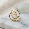 BUĞZ Gold Renk Geometrik Çift Halka Yüzük