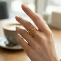 BUĞZ Gold Renk Geometrik Çift Halka Yüzük - BUĞZ