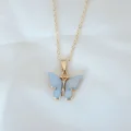 BUĞZ Gold Renk Kaplama Buz Mavisi Renk Sedefli Kelebek Kolye