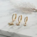 BUĞZ Gold Renk Kutup Yıldız Model 3 lü Küpe Seti