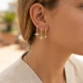 BUĞZ Gold Renk Kutup Yıldız Model 3 lü Küpe Seti - BUĞZ