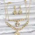 BUĞZ Gold Renk Pirinç Kolye Bileklik ve Küpe Seti