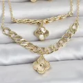 BUĞZ Gold Renk Pirinç Kolye Bileklik ve Küpe Seti - BUĞZ