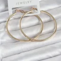 BUĞZ Gold Renk Pirinç Köşeli Kenar Halka 54 mm Kadın Küpe