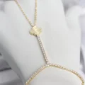 BUĞZ Gold Renk Pirinç Lazerli Yonca Model Zirkon Taşlı Şahmeran