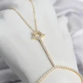 BUĞZ Gold Renk Pirinç Zirkon Taşlı Yıldız Model Şahmeran