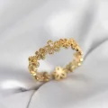 BUĞZ Gold Renk Sıralı Çiçek Model Zirkon Taşlı Kadın Yüzük