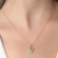 BUĞZ Gold Renk Su Yeşili Kelebek Figür Kadın Kolye
