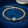 BUĞZ Gold Renk Zirkon Taşlı Nazar Model Pirinç Kadın Bileklik
