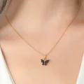 BUĞZ Gold Siyah Renk Kelebek Figür Kadın Kolye