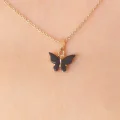 BUĞZ Gold Siyah Renk Kelebek Figür Kadın Kolye