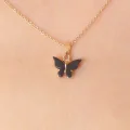 BUĞZ Gold Siyah Renk Kelebek Figür Kadın Kolye - BUĞZ