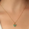 BUĞZ Gold Yeşil Renk Kelebek Figür Kadın Kolye