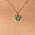 BUĞZ Gold Yeşil Renk Kelebek Figür Kadın Kolye