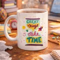 BUĞZ Great Things Take Time Porselen Kupa MODEL 130 – Motivasyon Mesajlı Renkli Kupa, İlham Veren Kahve & Çay Kupası