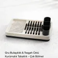 BUĞZ Gri Mutfak Bulaşıklığı Tezgah Üstü Tabaklık Bardaklık Kaşıklık Kurutma Standı