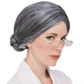 BUĞZ Gri Renk Yaşlı Peruğu Takma Saç Büyükanne Peruğu Yetişkin Çocuk Uyumlu
