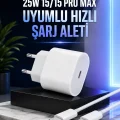 BUĞZ Güç Adaptörü ve Kablosu Şarj Aleti 15/15 Pro Max Uyumlu Hızlı Şarj
