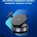BUĞZ Güçlü Manyetik Tutuşlu 360° Döner Araç Telefon Tutucu – Vakumlu Montajlı