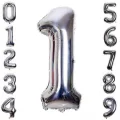  Gümüş Rengi Folyo Rakam Balon 1 Metre