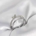 BUĞZ Gümüş Renk 2li Zirkon Taşlı Kelebek Model Kadın Yüzük