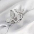 BUĞZ Gümüş Renk Beyaz Kelebek Model Zirkon Taşlı Kadın Yüzük