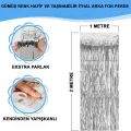 BUĞZ Gümüş Renk Ekstra Metalize Parlak Saçaklı Arka Fon Perde İthal A Kalite 1x2 Metre