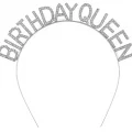 BUĞZ Gümüş Renk Kristal Taşlı Parlak Birthday Queen Yazılı Kraliçe Taç 16x17 Cm