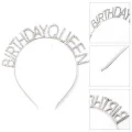  Gümüş Renk Kristal Taşlı Parlak Birthday Queen Yazılı Kraliçe Taç 16x17 cm