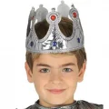 BUĞZ Gümüş Renk Kumaş Malzemeden İmal Çocuk Kral Tacı 57 cm